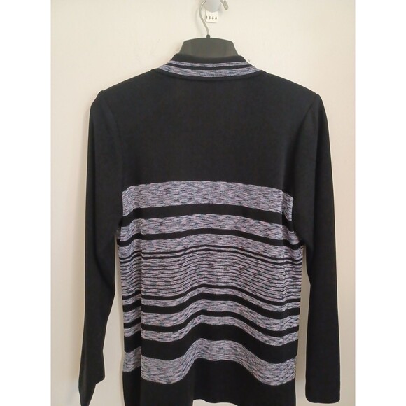 Exclusively Misook Sweater Open Front Cardigan M Church Career Black Purple - Picture 7 of 8